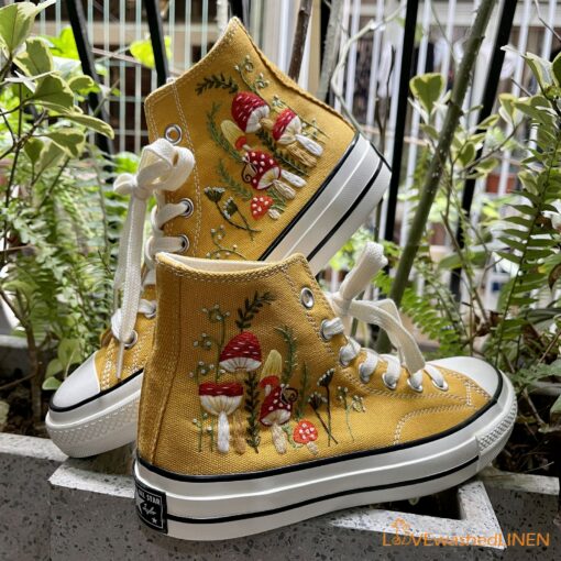 Mushrooms Embroidered Converse Unleash Your Inner Mycologist with Custom Chuck Taylors - Image 5