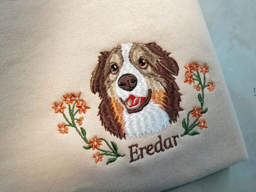 Personalized Embroidered Pet Portrait Sweatshirt Capture Your Furry Friend's Charm - Image 3