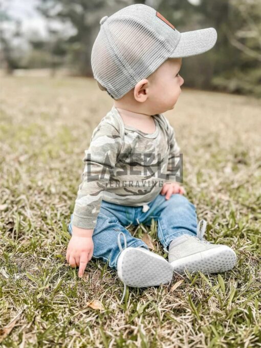 Personalized Toddler Ball Cap Mesh Back, Leather Patch, Perfect for Gifts - Image 2