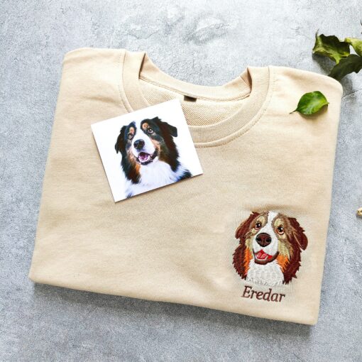 Personalized Embroidered Pet Portrait Sweatshirt Capture Your Furry Friend's Charm - Image 4