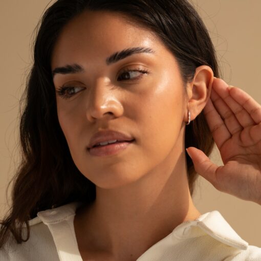 Halo Opal Hoop Earrings Minimalist Gemstone Huggies for Everyday Elegance - Image 6