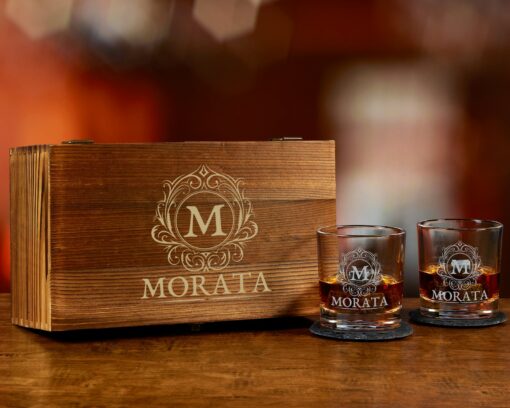 Personalized Whiskey Glasses Wood Box Set Engraved Bourbon Gifts for Special Occasions - Image 4
