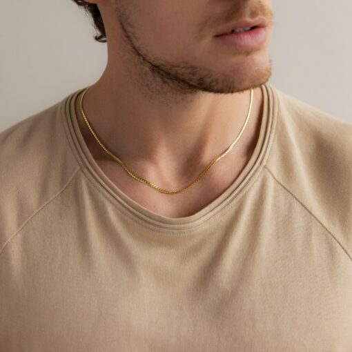 Caitlyn Minimalist Men's Bold Snake Chain Necklace Elevate Your Everyday Style - Image 3