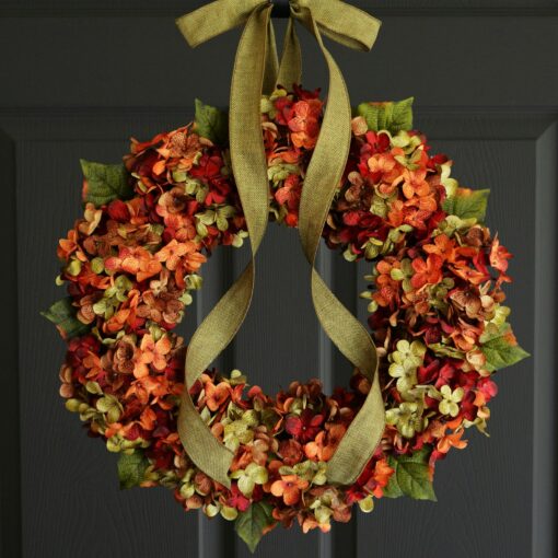 Autumnal Embrace Hydrangea Wreath for a Cozy Fall Welcome - Image 2