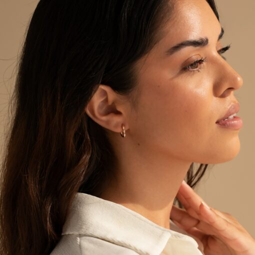 Halo Opal Hoop Earrings Minimalist Gemstone Huggies for Everyday Elegance - Image 3