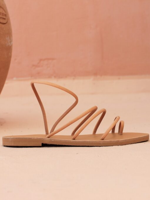 CARIATIS Handmade Greek Leather Sandals for Women | Natural, Strappy, Flat - Image 6