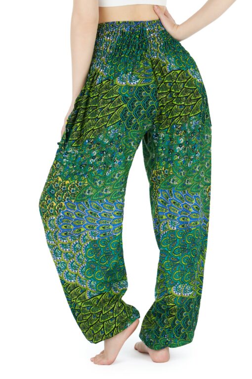 Enchanting Green Peacock Boho Pants Flowy, Comfy, and Ethically Made - Image 4