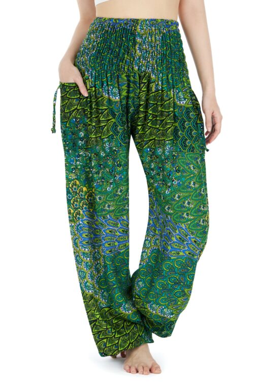 Enchanting Green Peacock Boho Pants Flowy, Comfy, and Ethically Made - Image 3