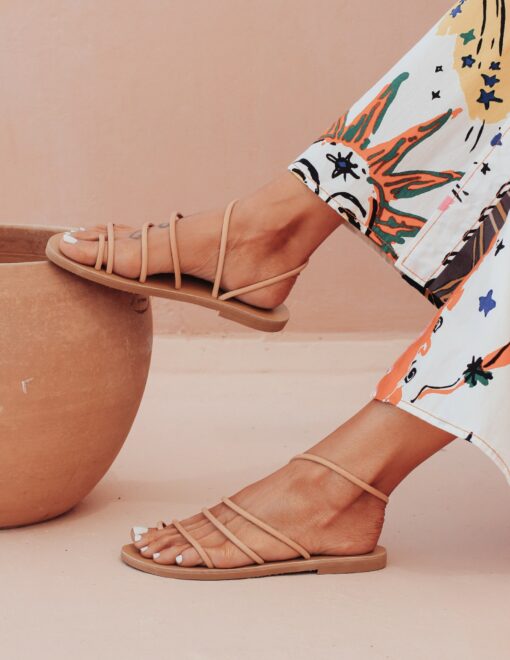 CARIATIS Handmade Greek Leather Sandals for Women | Natural, Strappy, Flat - Image 5
