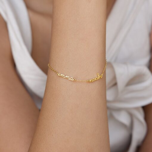 Caitlyn Minimalist's Dainty Name Bracelet Personalize Your Style with Custom Names in Gold - Image 3