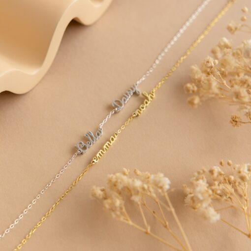 Caitlyn Minimalist's Dainty Name Bracelet Personalize Your Style with Custom Names in Gold - Image 4