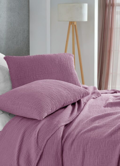 Damson Color Pure Cotton 4-Layer Gauze Throw Luxurious Comfort for All Sizes - Image 3