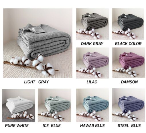 Ultra-Soft Light Gray Pure Cotton 4-Layer Gauze Throw Indulge in Comfort and Style - Image 5