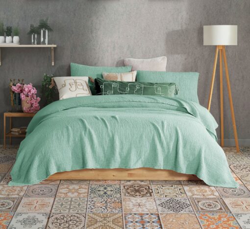 Luxurious Mint Green Pure Cotton Gauze Throw Comfort and Style for Every Home - Image 2