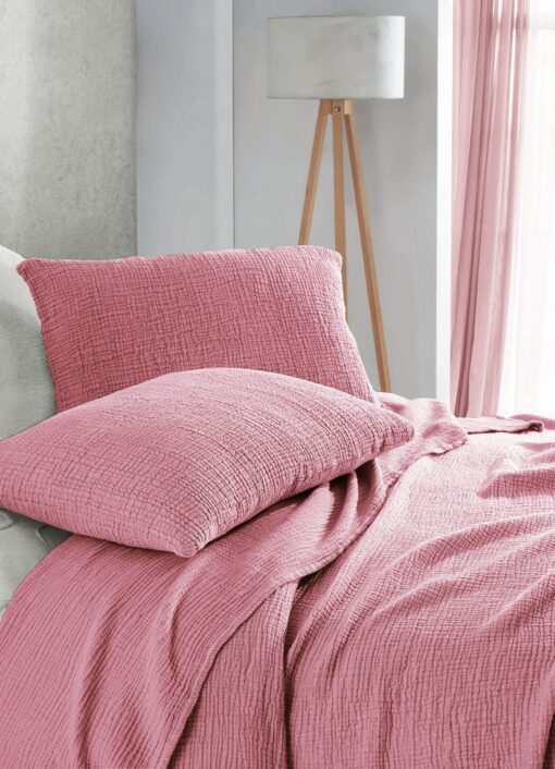 Ultra-Soft Rose Cotton Gauze Throw Year-Round Comfort and Breathability - Image 3