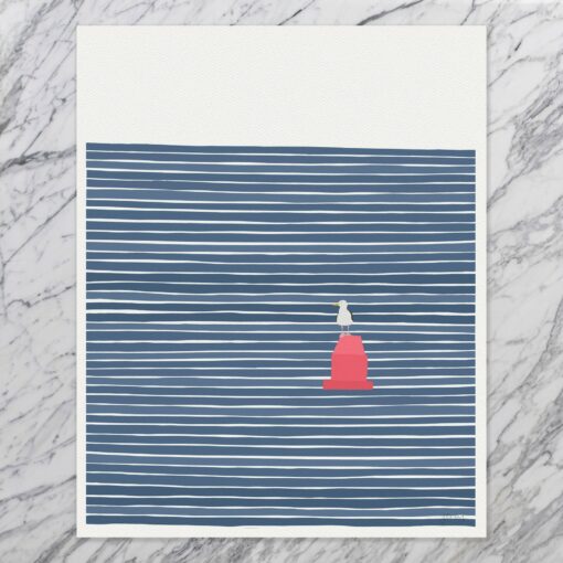 Seagull on a Red Buoy Art Print by Jorey Hurley - Signed and Printed - Unframed or Framed (230611) - Image 3