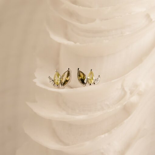 Sparkling Peridot Leaf Studs Embrace the Essence of Summer with Marquise Gemstone Jewelry - Image 5