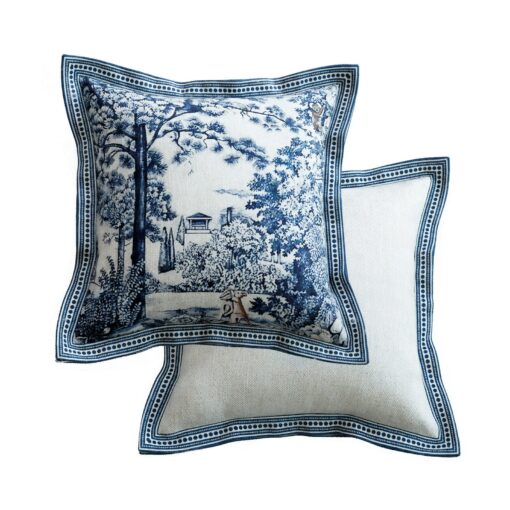 French Blue Forest Throw Pillow Cover Elevate Your Home Decor with Artful Elegance - Image 6