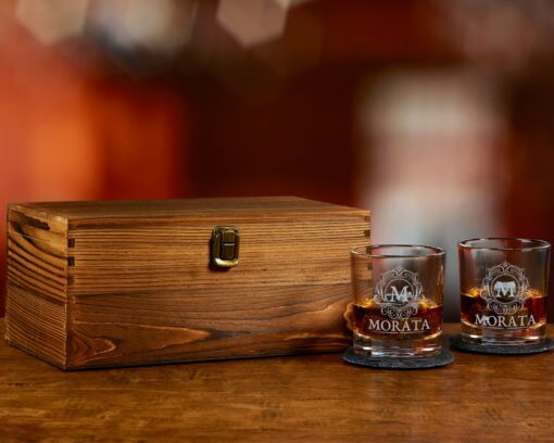 Personalized Whiskey Glasses Wood Box Set Engraved Bourbon Gifts for Special Occasions - Image 5