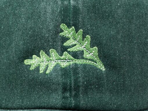 Embroidered Arugula Leaf Baseball Cap Washed Cotton, Curved Brim, Summer Style - Image 2