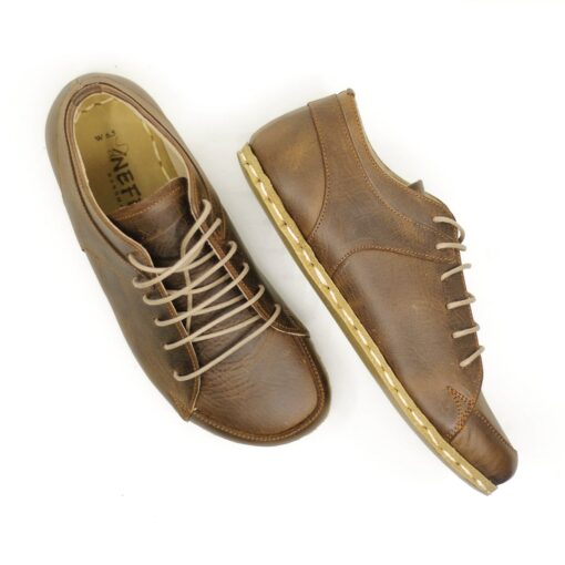Barefooters Women's Tie Sneakers Classic Crazy Brown Leather Sneakers for Unparalleled Comfort and Style - Image 4
