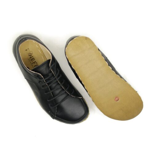 Black Leather Sneakers Elevate Your Style with Barefooters' Handmade Comfort - Image 5