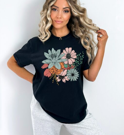 Boho Wildflowers A Symphony of Nature on a Personalized Floral Shirt - Image 3