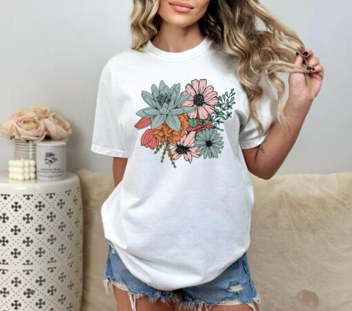 Boho Wildflowers A Symphony of Nature on a Personalized Floral Shirt - Image 2