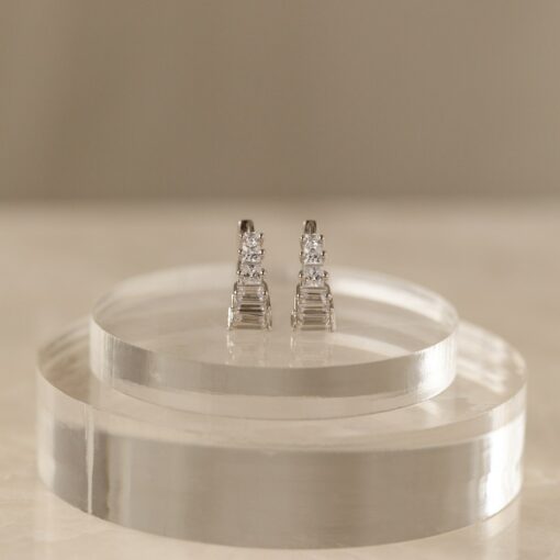 Art Deco Diamond Huggie Hoop Earrings Vintage Elegance for the Modern Bride - Image 6