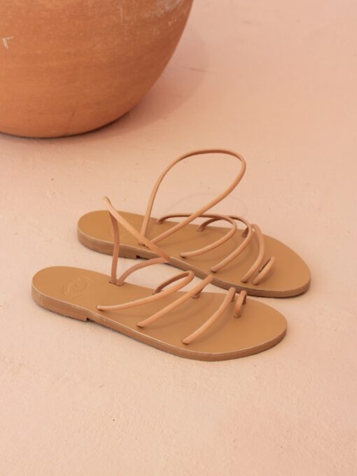 CARIATIS Handmade Greek Leather Sandals for Women | Natural, Strappy, Flat - Image 4