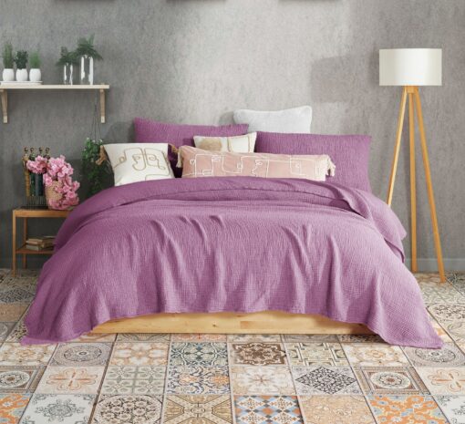 Damson Color Pure Cotton 4-Layer Gauze Throw Luxurious Comfort for All Sizes - Image 2