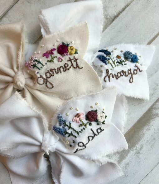Hand Embroidered Name Bow A Personalized Touch for Special Occasions - Image 4