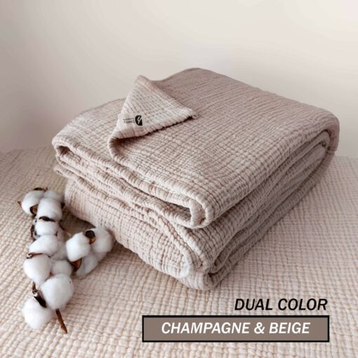 Snuggle Up in Serenity Organic Muslin Bedcover for Breathable, OEKO-TEX Certified Comfort - Image 4