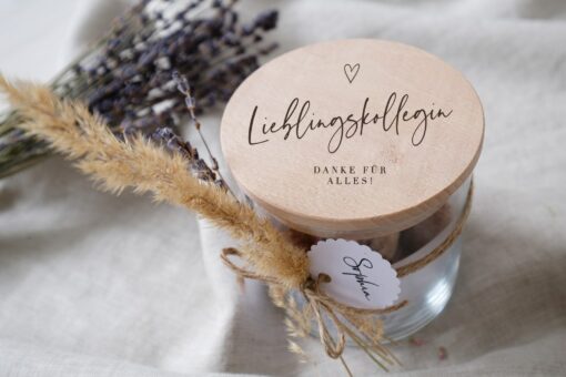 Personalized Farewell Gift Engraved Glass Storage Jar with Wooden Lid for Cherished Colleague - Image 4
