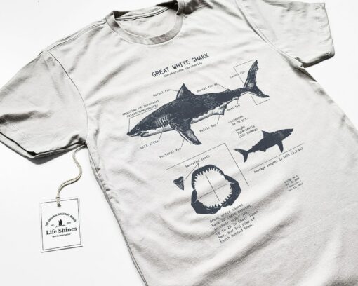 Unveiling the Anatomy of the Great White A Marine Biology Masterpiece on a T-shirt - Image 4