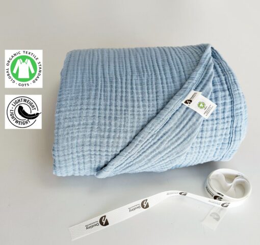 Hawaii Blue Pure Cotton 4-Layer Gauze All-Season Throw Blanket for California King, Queen, Twin, and Toddler Beds - Image 4