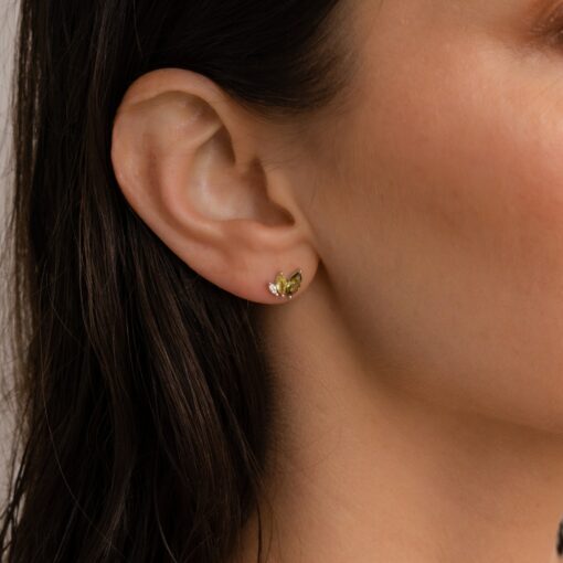 Sparkling Peridot Leaf Studs Embrace the Essence of Summer with Marquise Gemstone Jewelry - Image 6
