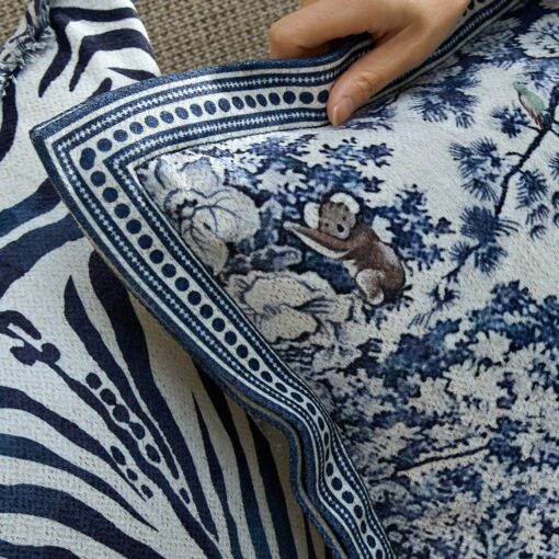 French Blue Forest Throw Pillow Cover Elevate Your Home Decor with Artful Elegance - Image 3