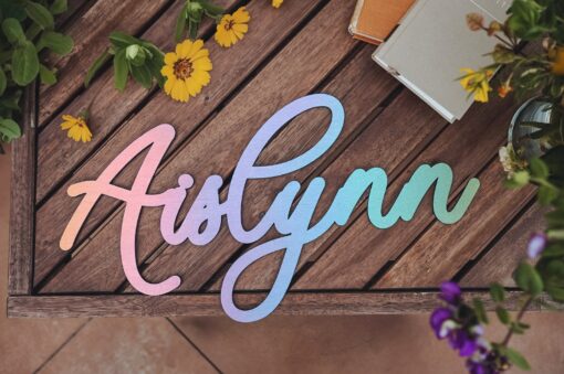 Enchanting Rainbow Wooden Name Sign A Personalized Haven for Your Little Princess - Image 3
