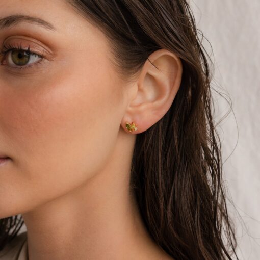 Sparkling Peridot Leaf Studs Embrace the Essence of Summer with Marquise Gemstone Jewelry - Image 2