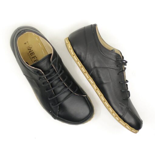 Black Leather Sneakers Elevate Your Style with Barefooters' Handmade Comfort - Image 6
