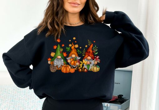 Cozy Up with Our Enchanting Gnomes Fall Sweatshirt A Festive Treat for Thanksgiving and Beyond - Image 2
