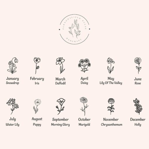 Personalized Floral Signet Ring Birth Flower and Sunflower, Delicate Pinky Ring for Women - Image 4