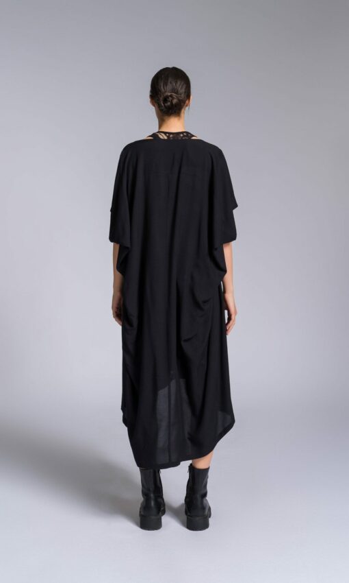 Versatile Draped Dress Elevate Your Style with Mixed Fabric Elegance (A92284) - Image 4