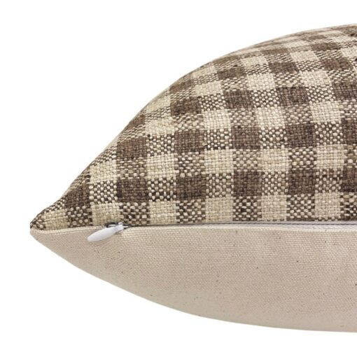 MABEL Farmhouse Charm in a Check - Designer Brown Gingham Linen Pillow Cover - Image 4