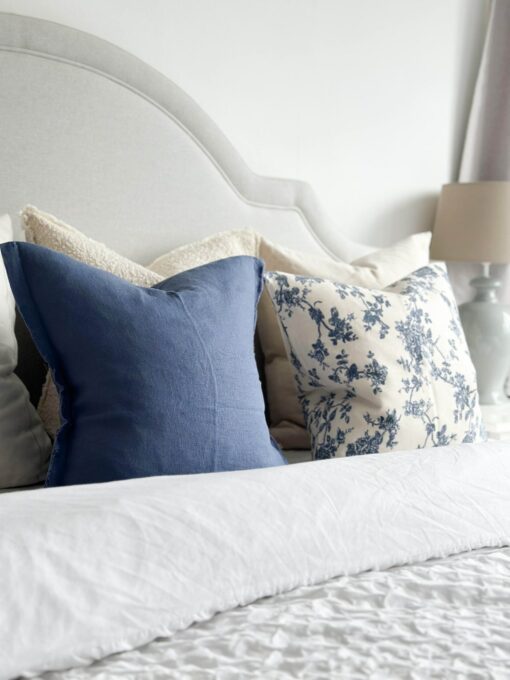 Aria Blue Floral Print Cushion with Duck Feather Pad Comfort and Style for Your Home - Image 4