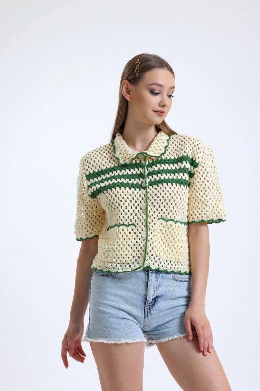 Exquisitely Handcrafted Crochet Shirt A Timeless Summer Staple - Image 6