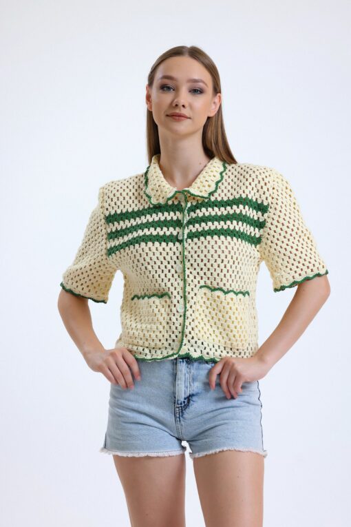 Exquisitely Handcrafted Crochet Shirt A Timeless Summer Staple - Image 2