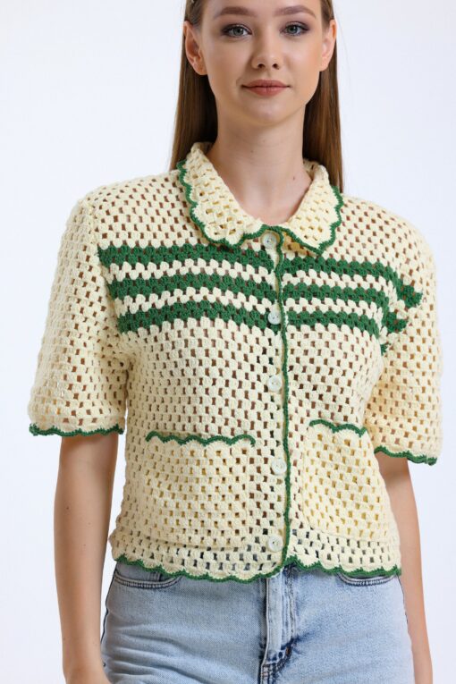 Exquisitely Handcrafted Crochet Shirt A Timeless Summer Staple - Image 3