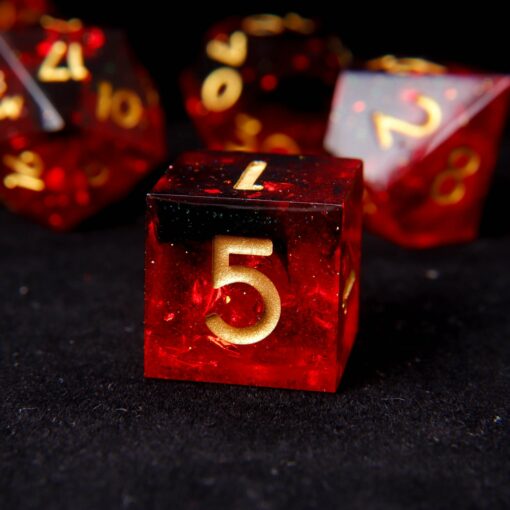 Fire Red Glittering D20 Dice Illuminate Your D&D Adventures with Handmade Precision - Image 3